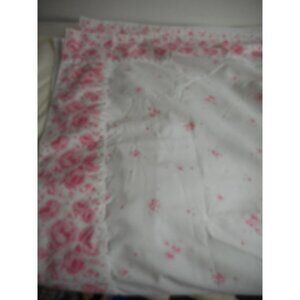 Vintage Cannon Full Flat sheet white pink Rose floral granny core Cottage Chic